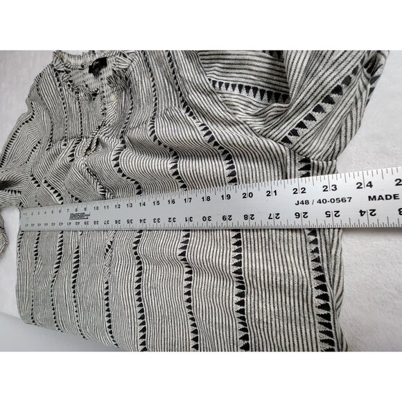 J.Crew Womens Black & White Striped Long Sleeve Blouse Medium Ruffle Collar - Picture 6 of 7